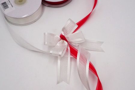 Red and white sheer woven ribbon set